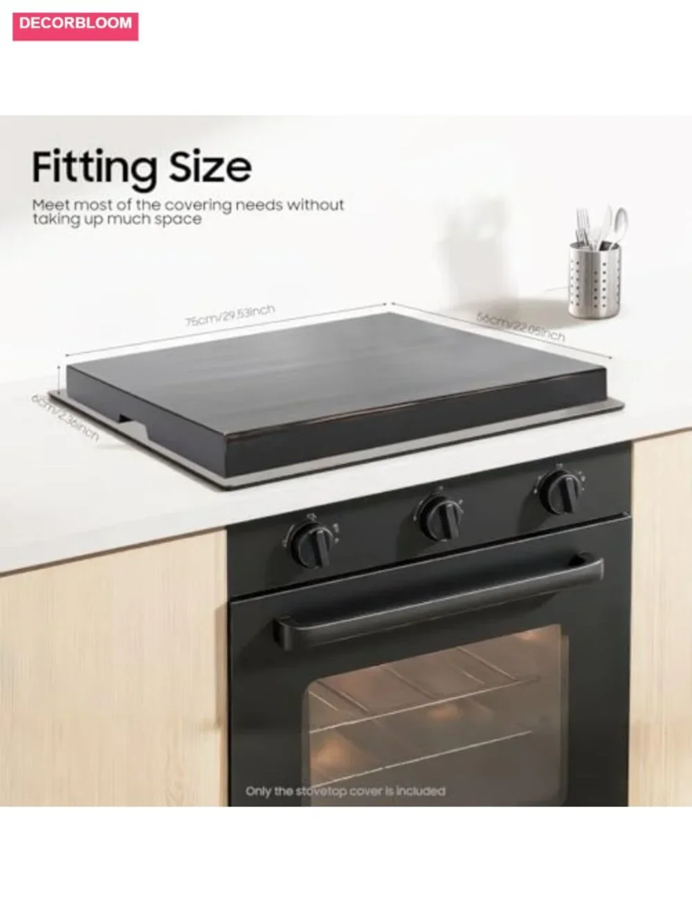 Pine Wood Noodle Board Stove Cover 29.5x22 Inch Serving Tray Counter Space
